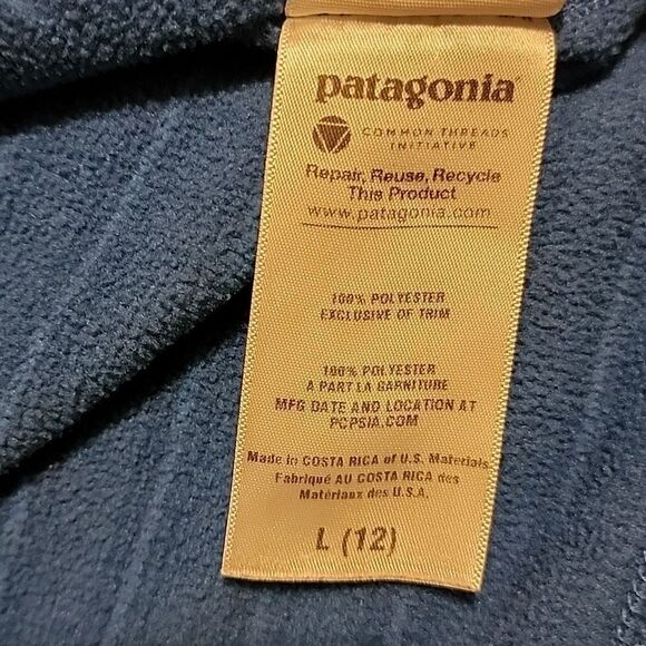 PATAGONIA BLUE STRIPED 3/4 ZIP FLEECE PULLOVER, SIZE 12 - UNISEX - Picture 5 of 8